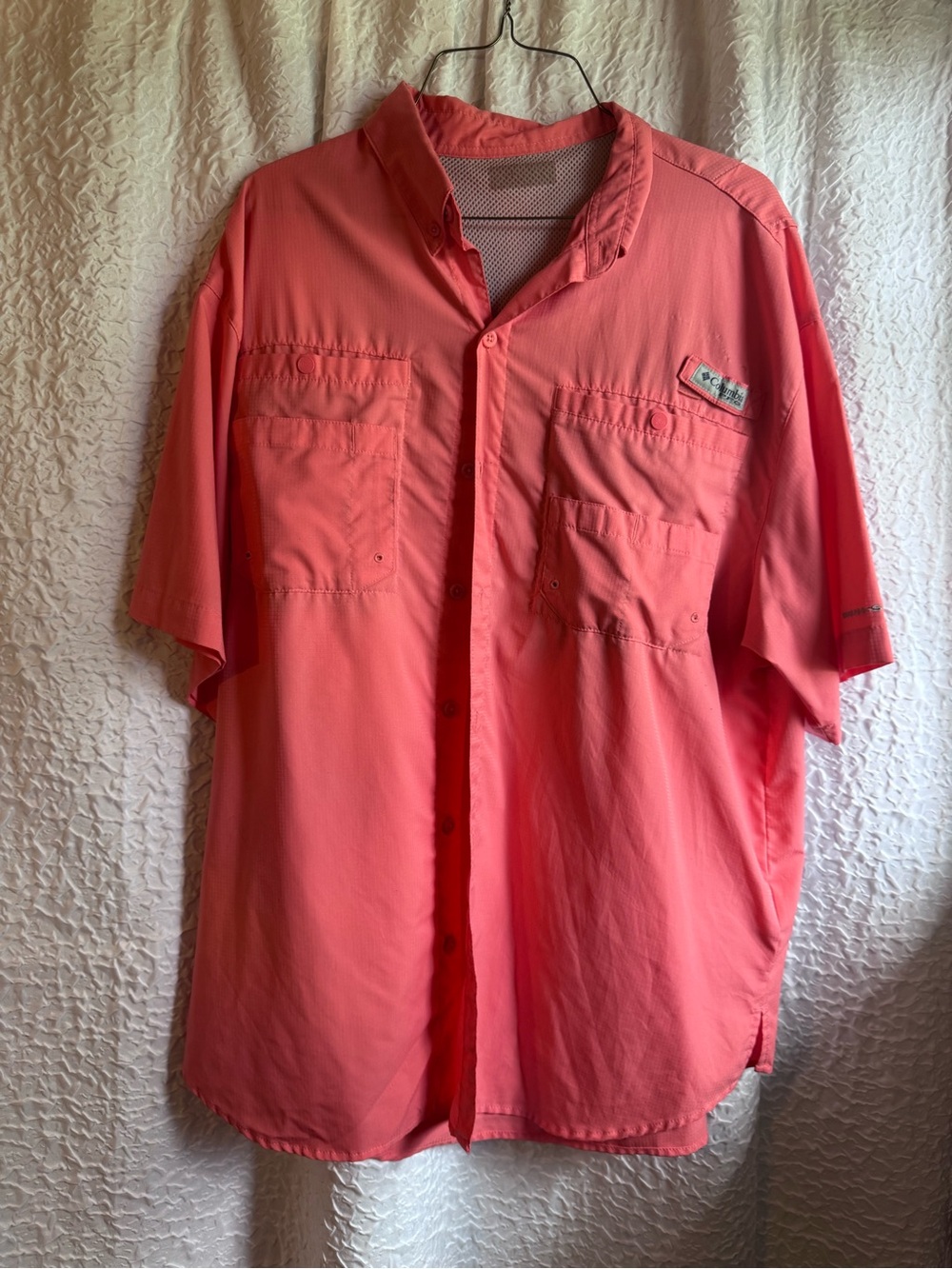 Columbia Men’s Short-Sleeve Button-Down Shirt - Coral Pink